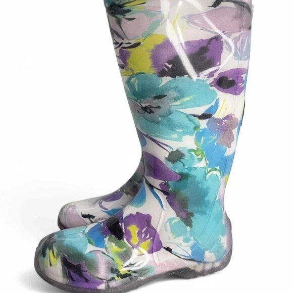 New George Made In Canada Floral Garden Rain Waterproof Boots Women's 6 - Picture 7 of 10